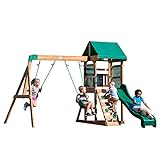 Backyard Discovery Spielturm Buckley Hill aus Holz | XXL Spielhaus für Kinder mit Rutsche, Schaukel...
