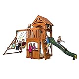 Backyard Discovery Spielturm Holz Atlantic | Stelzenhaus für Kinder mit Rutsche, Schaukel,...